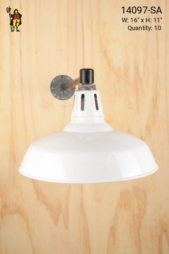 16" White Porcelain Enamel Wall Mounted RLM w/Straight Arm