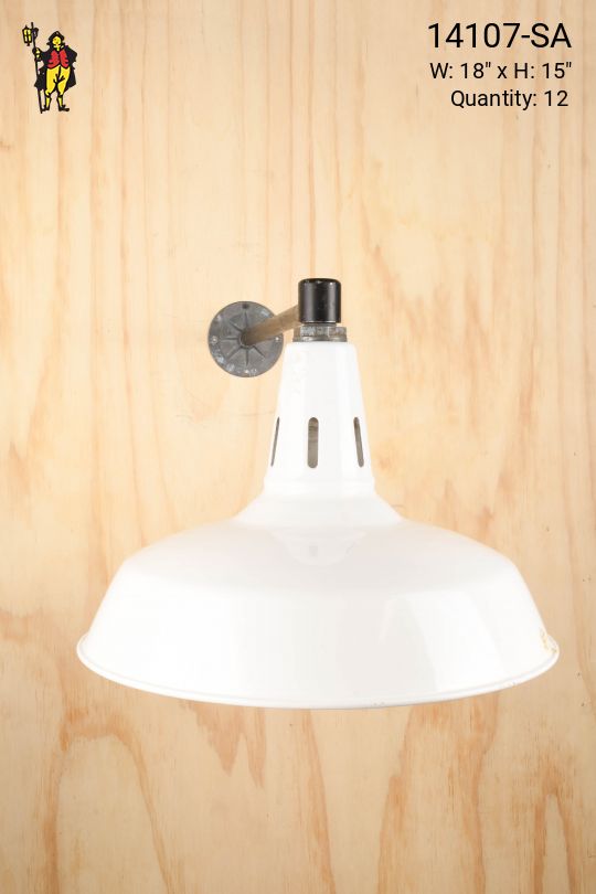 18" White Porcelain Enamel Wall Mounted RLM w/Straight Arm
