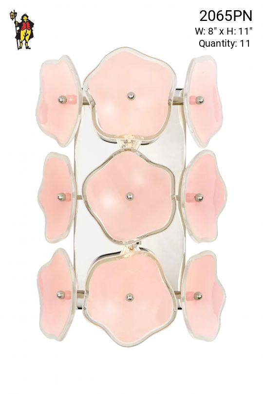 Pink Floral Glass Wall Sconce