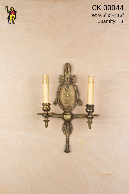 Two Candle Figure Backplated Wall Sconce