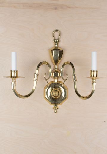 Two Candle Polished Brass Traditional Wall Sconce