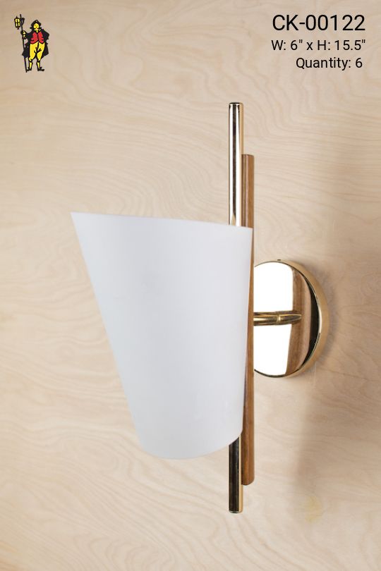 Polished Brass & Wooden Wall Sconce