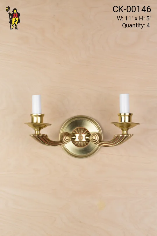 Polished Brass Two Candle Sconce