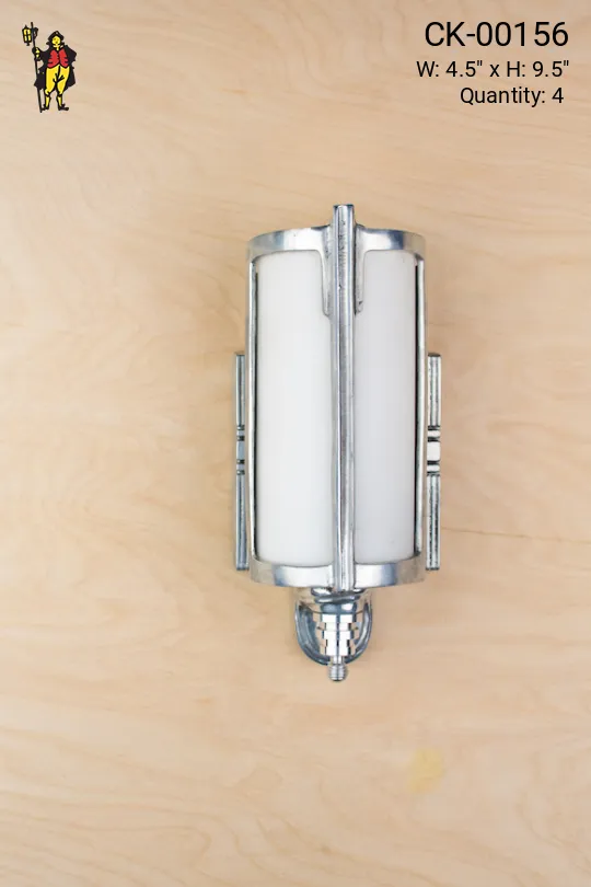 Nickel & Frosted Glass Wall Sconce