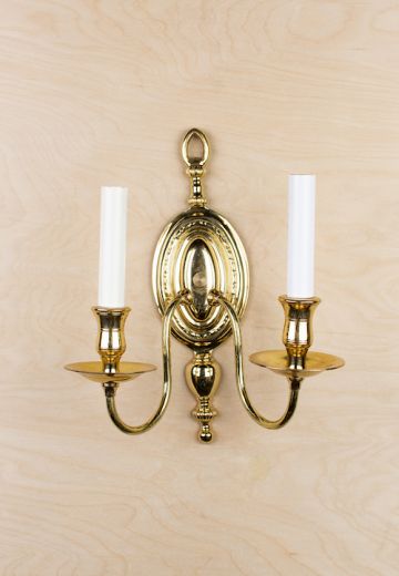 Two Light Polished Brass Wall Sconce