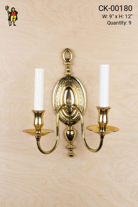 Two Light Polished Brass Wall Sconce