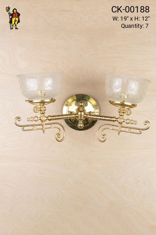 Two Light Oil Style Electrified Wall Sconce w/Etched Glass Shades