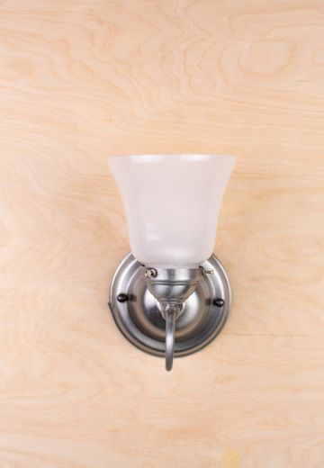 Simple One Light Silver Wall Sconce With Frosted Shade