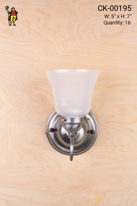 Simple One Light Silver Wall Sconce With Frosted Shade