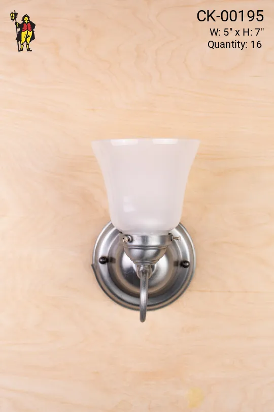 Simple One Light Silver Wall Sconce With Frosted Shade