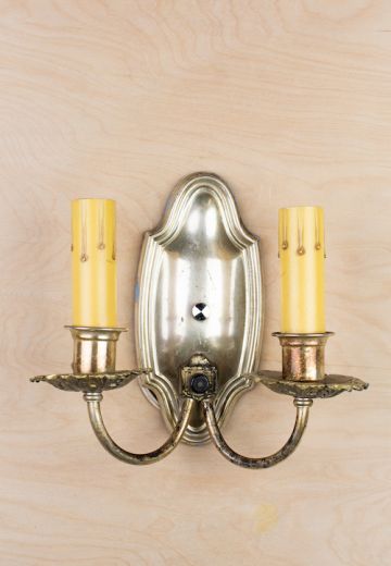 Two Candle Silver Wall Sconce