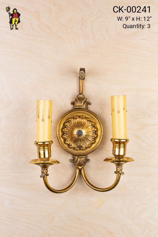 Two Candle Wall Sconce With Floral Backplate