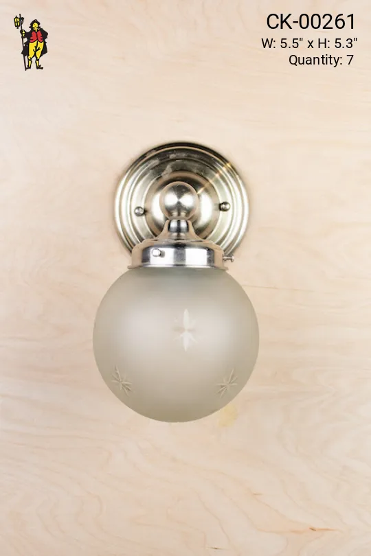 Simple Down Light Silver Wall Sconce With Frosted Globe