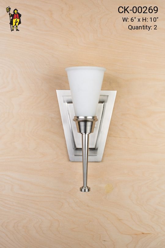 Nickel Wall Sconce With Frosted Shade