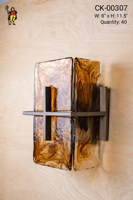 Amber Glass Shaded Wall Sconce