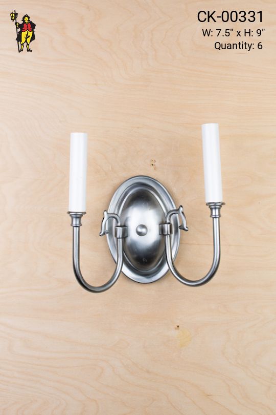 Simple Two Light Nickel Wall Sconce
