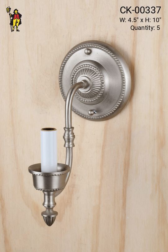Single Light Nickel Wall Sconce With Frosted Shade