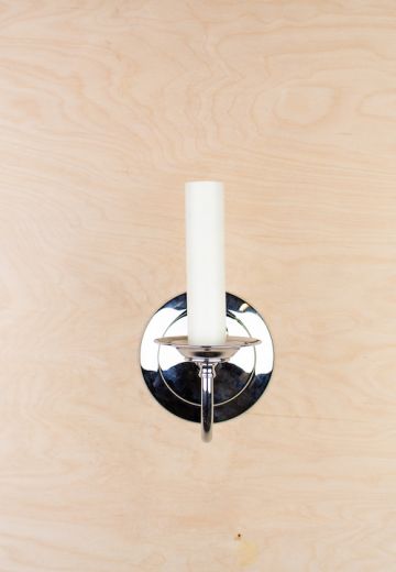 Polished Nickel One Candle Wall Sconce