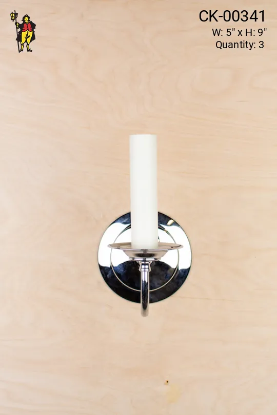 Polished Nickel One Candle Wall Sconce