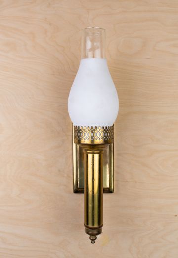 One Light Torch Style Wall Sconce With Frosted Chimney Shade