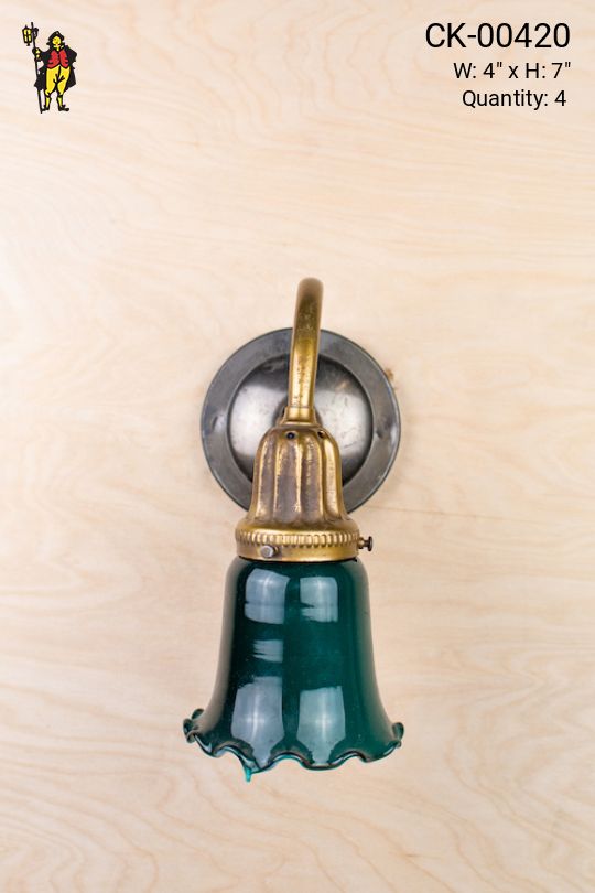 Single Light Wall Sconce With Green Glass Shade