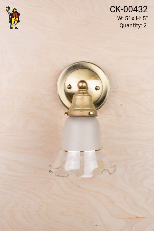 Single Light Polished Brass Wall Sconce With Mixed Shade