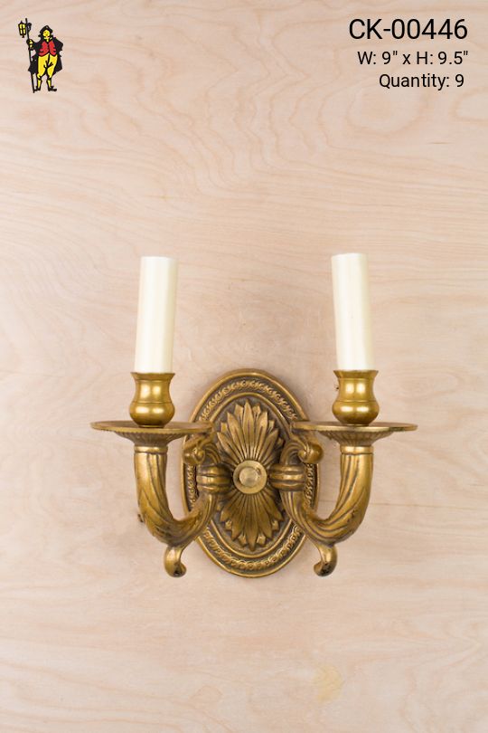 Two Arm Candle Antique Brass Wall Sconce