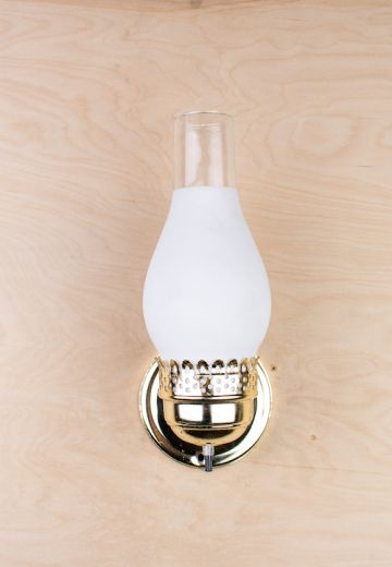 Gas Style Single Light Nickel Chimney Style Wall Sconce & Frosted Shade