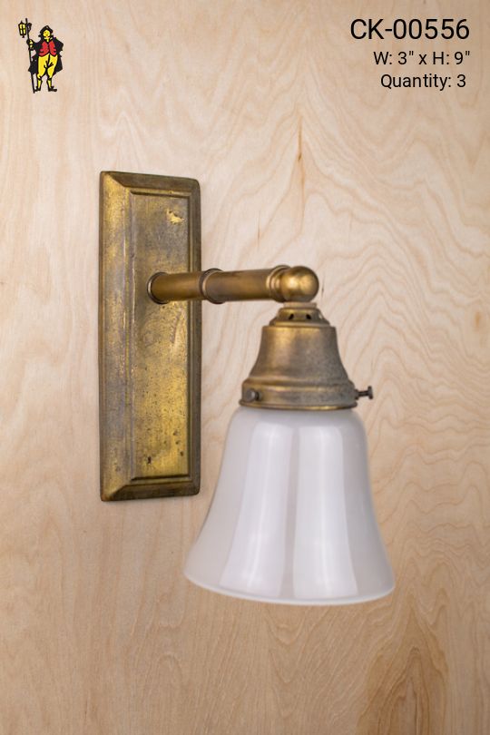 Straight Arm One Light Antique Brass Wall Sconce With Frosted Glass Shade