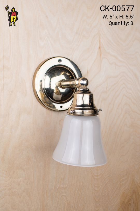 Single Light Straight Arm Polished Nickel Wall Sconce With Frosted Glass Shade
