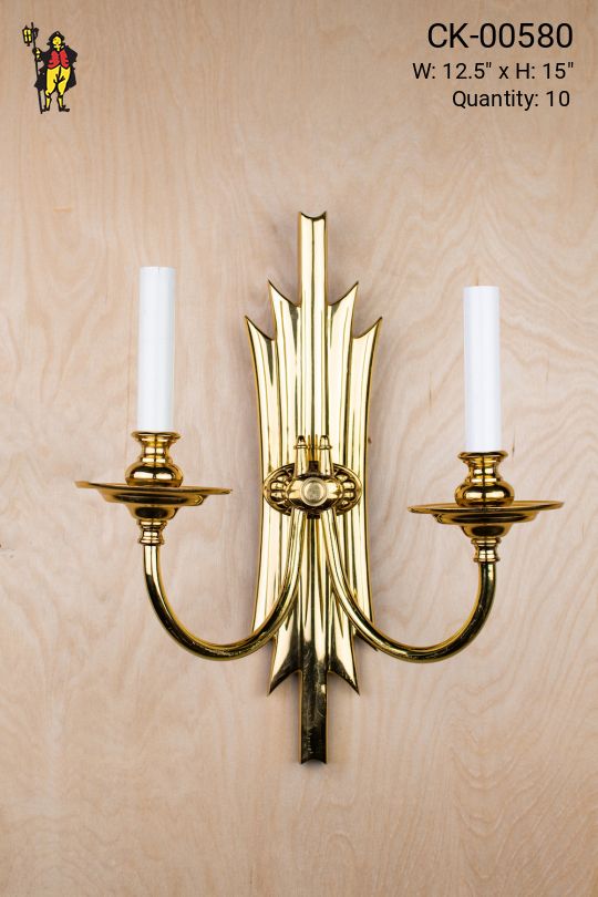 Two Candle Art Deco Wall Sconce