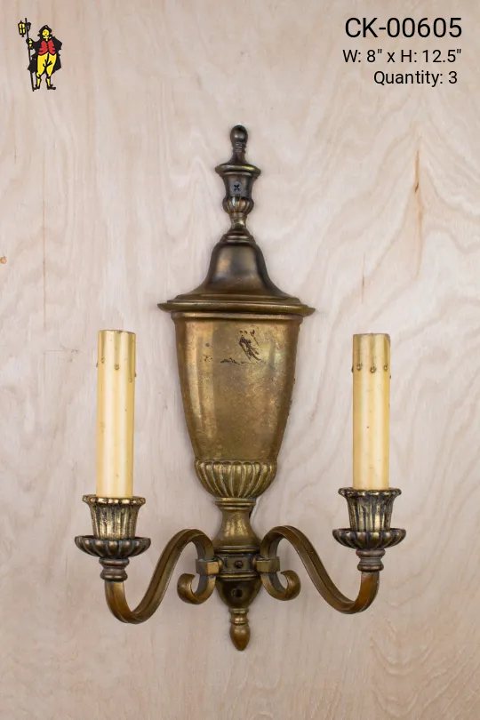Traditional Two Candle Brass Wall Sconce