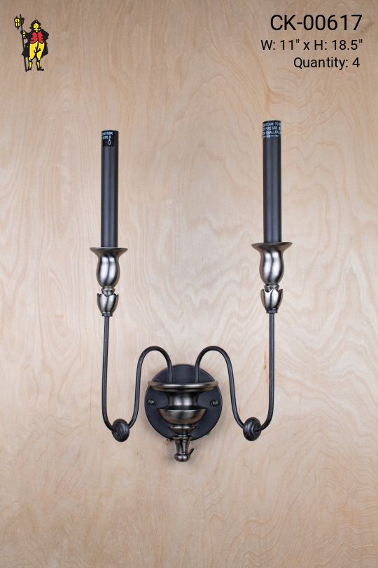 Two Curved Arm Contemporary Wall Sconce