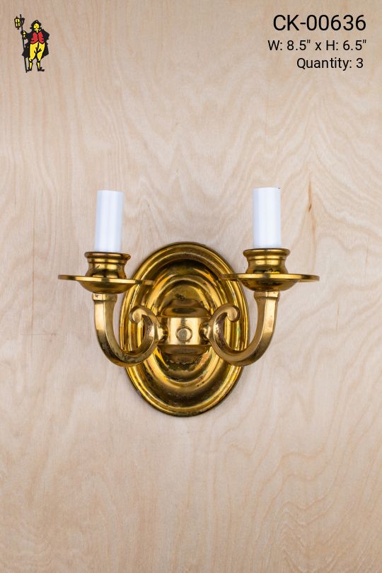 Two Arm Brass Wall Sconce
