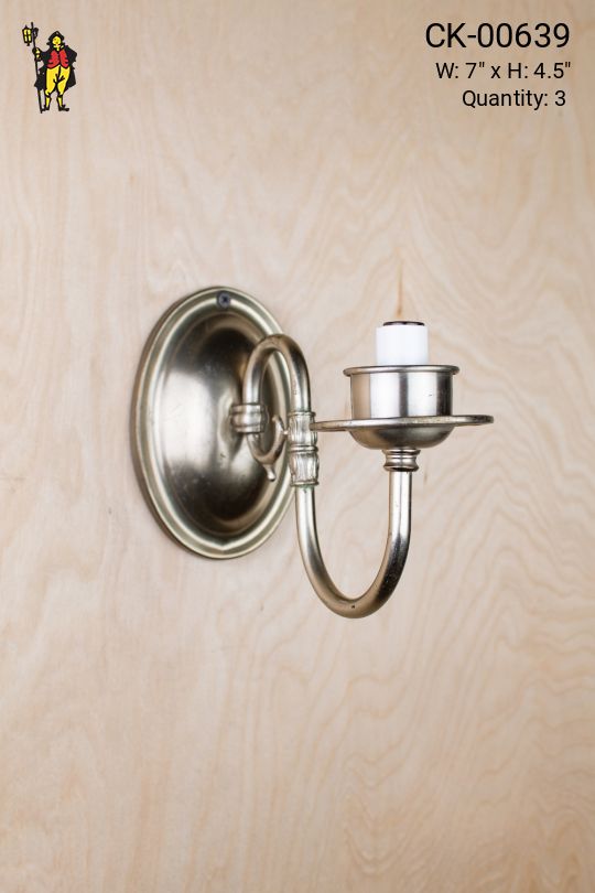 Curved Arm Polished Silver Wall Sconce