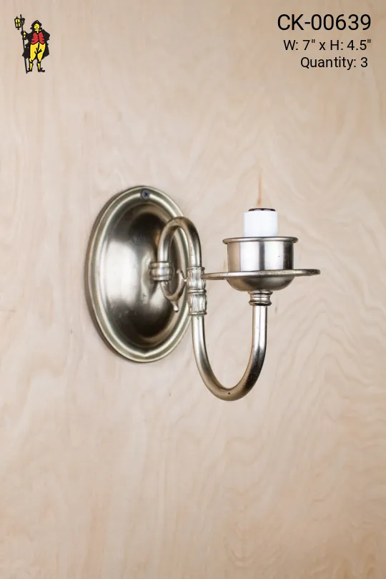 Curved Arm Polished Silver Wall Sconce
