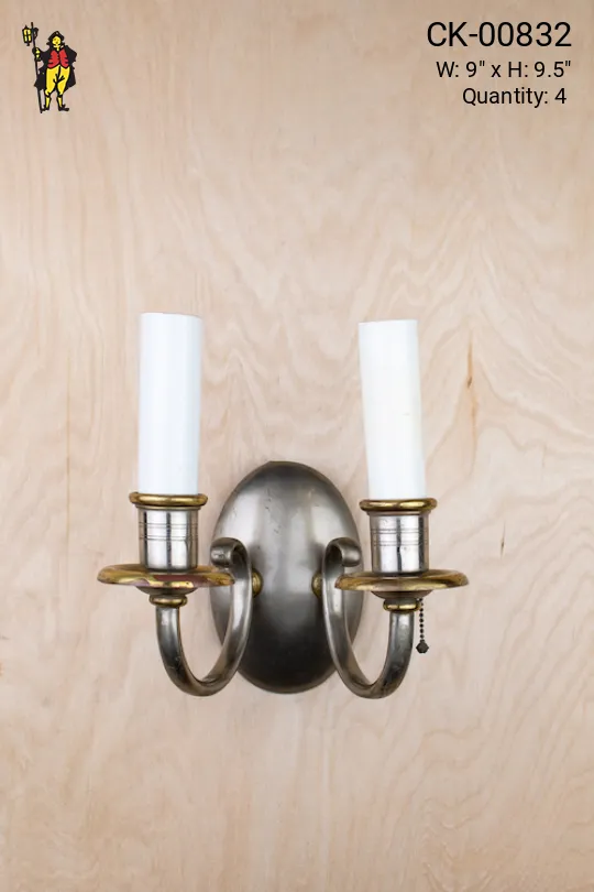Silver Two Candle Wall Sconce