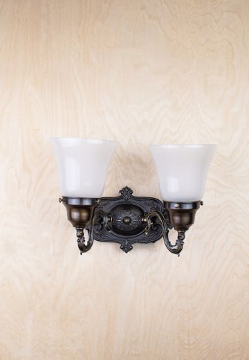 Two Light Bronze Wall Sonce w/Frosted Glass Shades