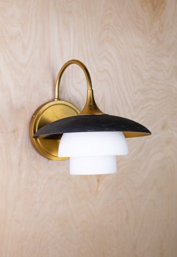 Contemporary Black & Brass Wall Sconce