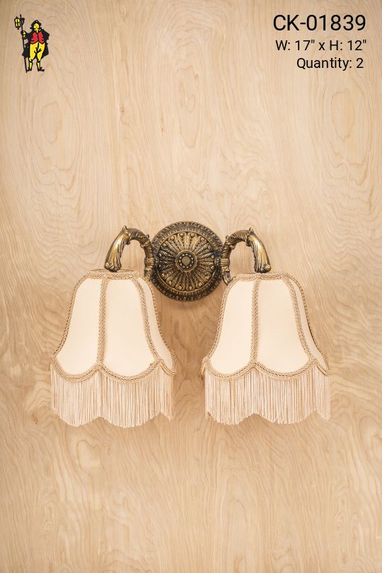 Two Light Bronze Wall Sconce With Shades