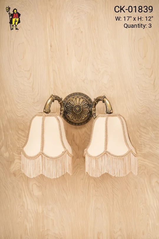 Two Light Bronze Wall Sconce With Shades