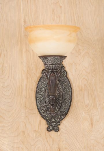 One Light Dark Bronze Wall Sconce w/Alabaster Shade