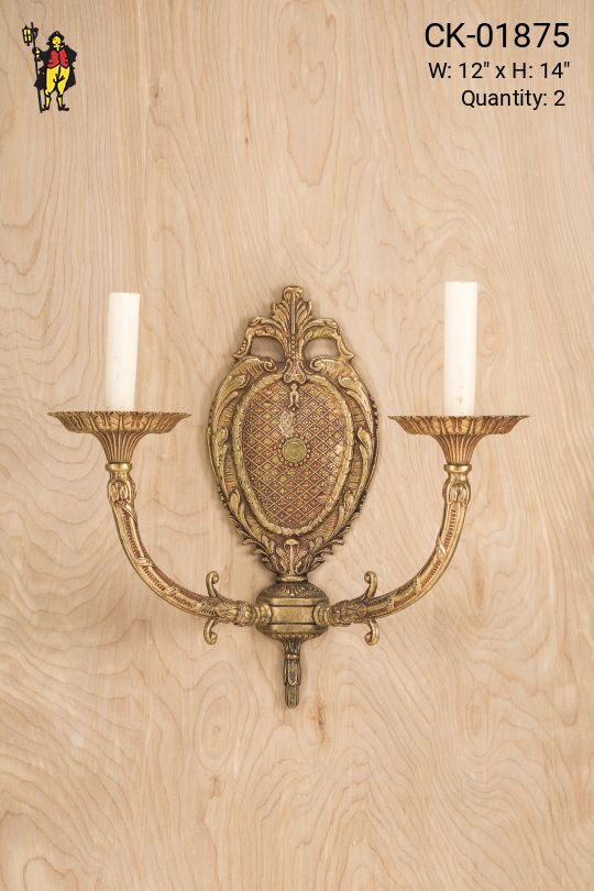 Two Candle Antique Brass Wall Sconce