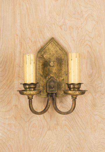 Two Candle Brass Wall Sconce