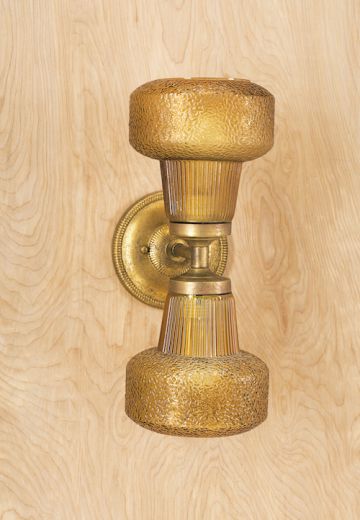 Two Light Amber Glass Wall Sconce