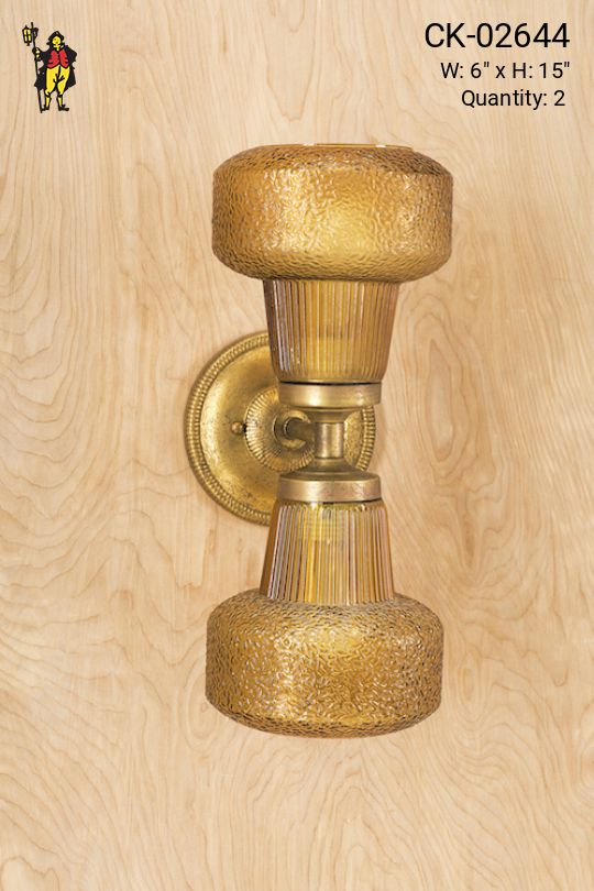 Two Light Amber Glass Wall Sconce