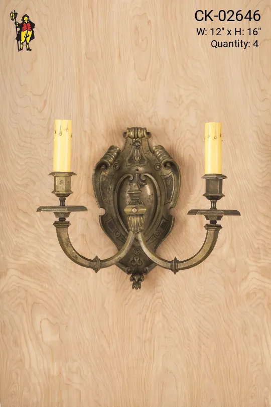 Antique Brass Two Candle Wall Sconce