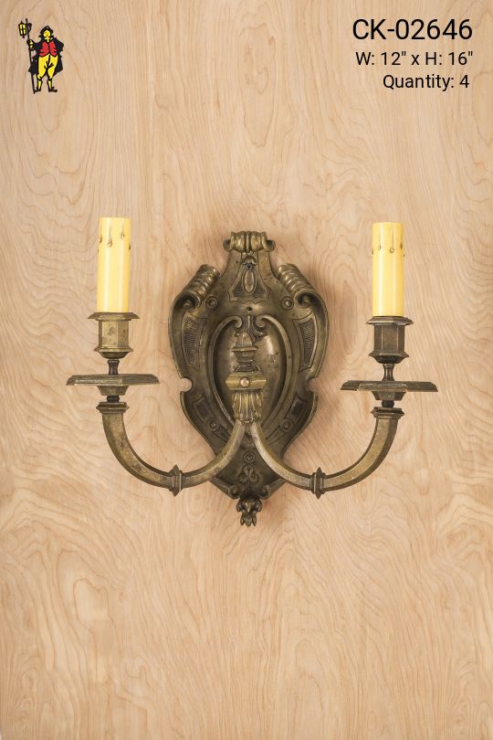Antique Brass Two Candle Wall Sconce