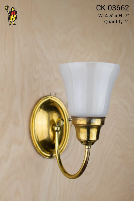 Curved Arm One Light Polished Brass Wall Sconce