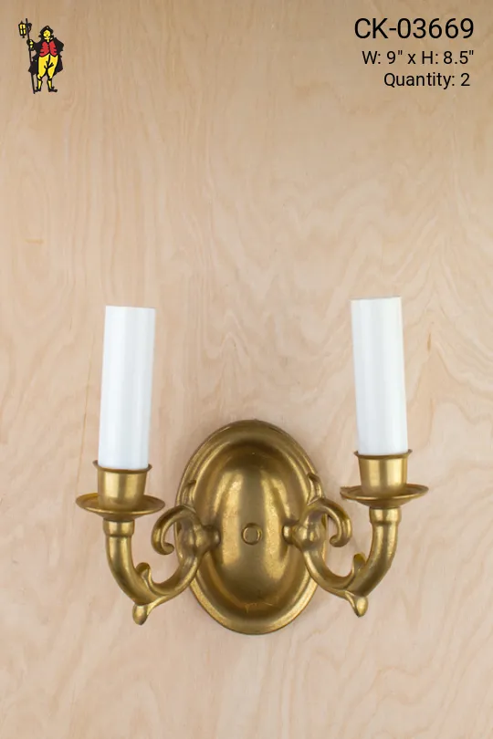 Two Candle Brass Wall Sconce